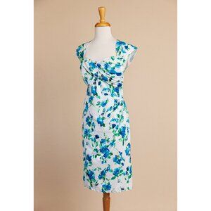 Belle Poque Vintage white pencil dress, floral print spring dress